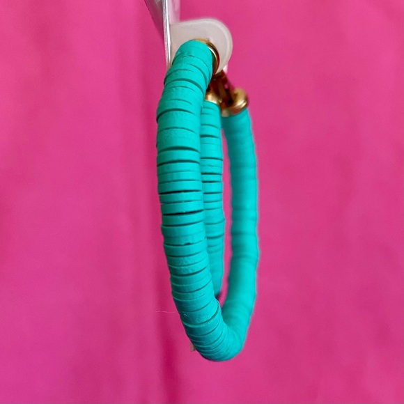 Francesca's Collections Turquoise Hoop Earring Bohemian Festival Resort Blue NEW - Picture 4 of 5